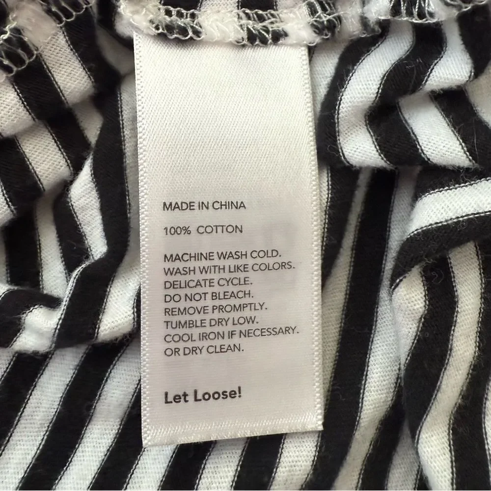 Kate Spade Saturday Muscle Tee Tank Striped Black White Cream Small
